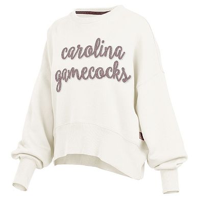 Women's Pressbox Cream South Carolina Gamecocks Chelsea Oversized Pullover Sweatshirt