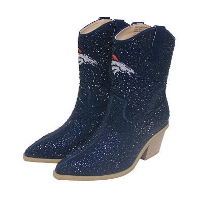 Women's Cuce Navy Denver Broncos Crystal Ankle Boots