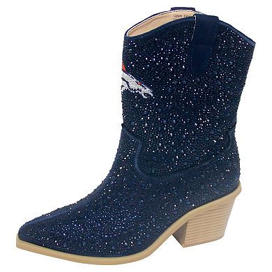 Women's Cuce Navy Denver Broncos Crystal Ankle Boots