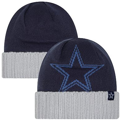 Men's New Era Navy/Gray Dallas Cowboys Oversize Cuffed Knit Hat