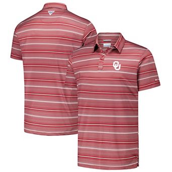 Men's Columbia Crimson Oklahoma Sooners PFG Super Terminal Tackle�� Omni-Shade�� Stripe Polo