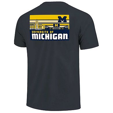 Men's Navy Michigan Wolverines Striped Campus Skyline T-Shirt