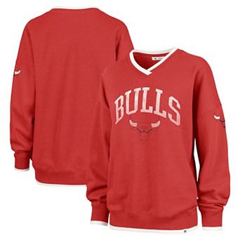 Women's '47 Red Chicago Bulls Rise Wax Pack Daze '80s Oversize Pullover Sweatshirt