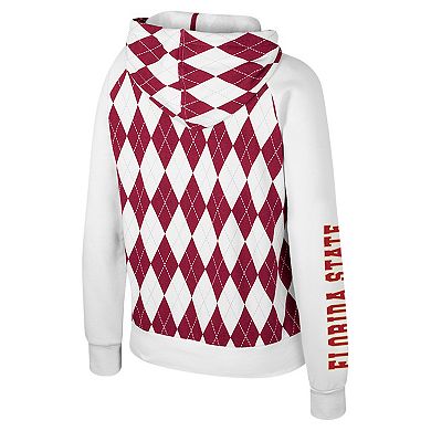 Women's Colosseum White Florida State Seminoles The Dealio Argyle Full-Zip Jacket