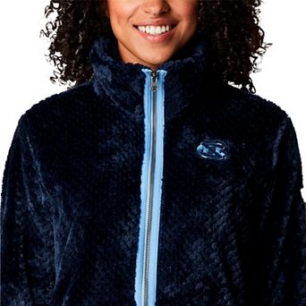 Women's Columbia Navy North Carolina Tar Heels Fireside II Sherpa Full-Zip Jacket
