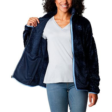 Women's Columbia Navy North Carolina Tar Heels Fireside II Sherpa Full-Zip Jacket