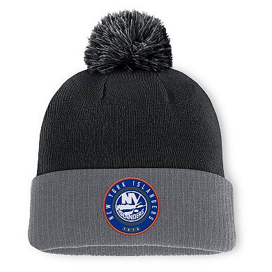 Men's Fanatics Black New York Islanders Cuffed Knit Hat with Pom