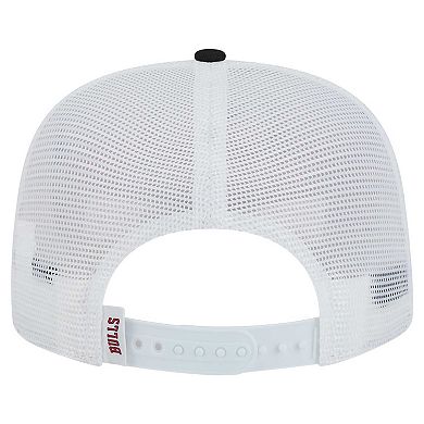 Men's New Era White/Black Chicago Bulls Dip-Dye 9FIFTY A-Frame Trucker Snapback Hat