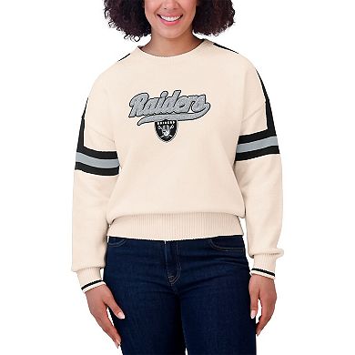 Women's WEAR by Erin Andrews Cream Las Vegas Raiders Stripe Pullover Sweater