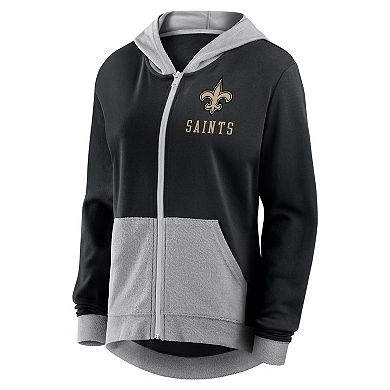 Women's Black New Orleans Saints Hit It French Terry Full-Zip Hoodie