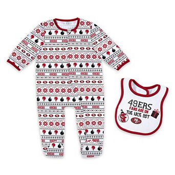 Newborn & Infant WEAR by Erin Andrews San Francisco 49ers Allover Print Full-Zip Sleeper & Bib Set