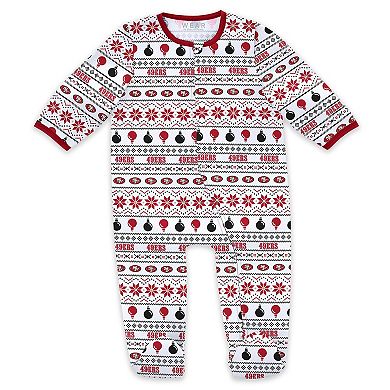Newborn & Infant WEAR by Erin Andrews San Francisco 49ers Allover Print Full-Zip Sleeper & Bib Set
