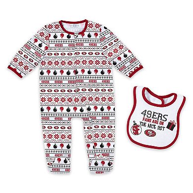 Newborn & Infant WEAR by Erin Andrews San Francisco 49ers Allover Print Full-Zip Sleeper & Bib Set