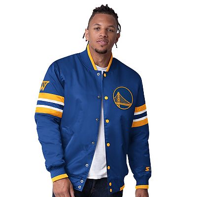 Men's Starter Royal Golden State Warriors Scout Varsity Satin Full