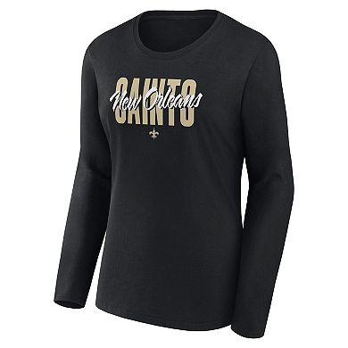 Women's Black New Orleans Saints Grip Long Sleeve T-Shirt