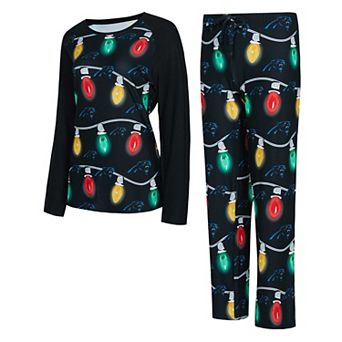 Women's Concepts Sport Black Carolina Panthers Garland Knit Raglan Long Sleeve T-Shirt & Pants Set