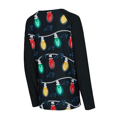 Women's Concepts Sport Black Carolina Panthers Garland Knit Raglan Long Sleeve T-Shirt & Pants Set