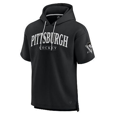 Men's Fanatics Black Pittsburgh Penguins Elements Ready Short Sleeve Pullover Hoodie