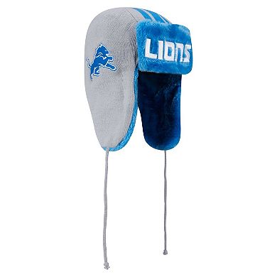 Men's New Era Gray Detroit Lions Helmet Head Trapper Knit Hat