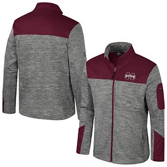 Men's Colosseum Gray/Maroon Mississippi State Bulldogs Guard Full-Zip Jacket