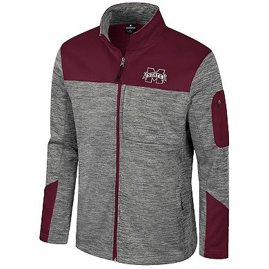 Men's Colosseum Gray/Maroon Mississippi State Bulldogs Guard Full-Zip Jacket
