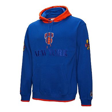 Men's Mitchell & Ness Royal New York Knicks Hardwood Classics Team OG 3.0 Pullover Hoodie