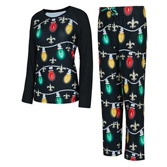 Women's Concepts Sport Black New Orleans Saints Garland Knit Raglan Long Sleeve T-Shirt & Pants Set