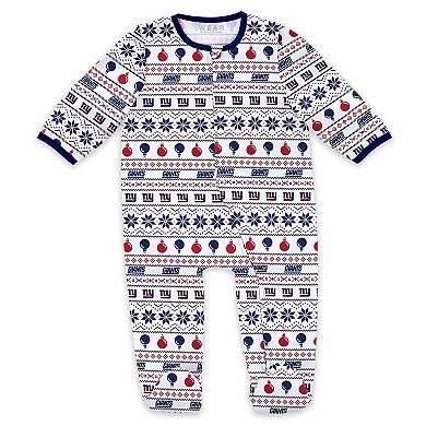 Newborn & Infant WEAR by Erin Andrews New York Giants Allover Print Full-Zip Sleeper & Bib Set