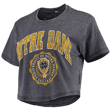 Women's Pressbox Navy Notre Dame Fighting Irish Edith Vintage Burnout Crop T-Shirt