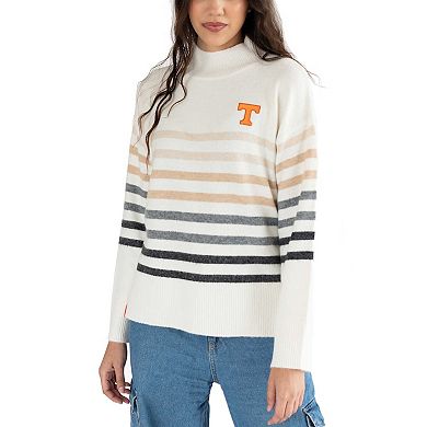 Women's Lusso White Tennessee Volunteers Simone Striple Mock Neck Oversized Pullover Sweater