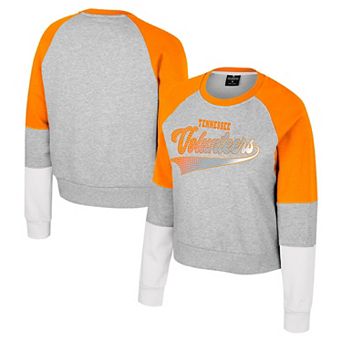 Girls Youth Colosseum Heather Gray Tennessee Volunteers Katinka Rhinestone Pullover Sweatshirt