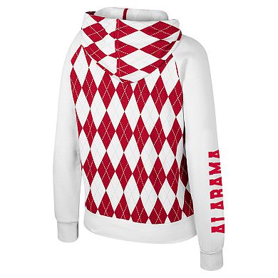 Women's Colosseum White Alabama Crimson Tide The Dealio Argyle Full-Zip Jacket