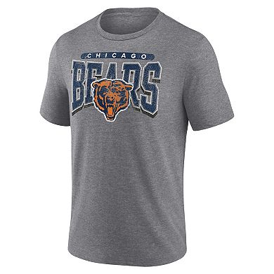 Men's Fanatics Heather Gray Chicago Bears Warped Block Tri-Blend T-Shirt