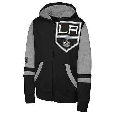 Youth Black Los Angeles Kings Face Off Full-Zip Hoodie
