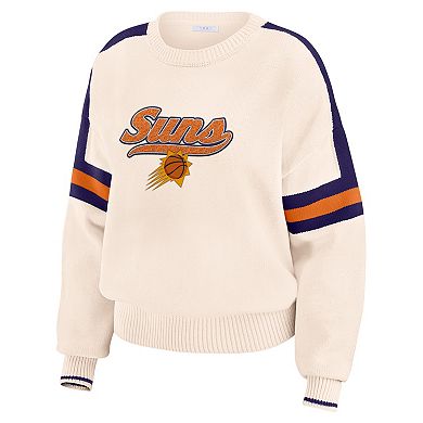 Women's WEAR by Erin Andrews Cream Phoenix Suns Stripe Pullover Sweater