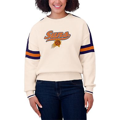 Women's WEAR by Erin Andrews Cream Phoenix Suns Stripe Pullover Sweater