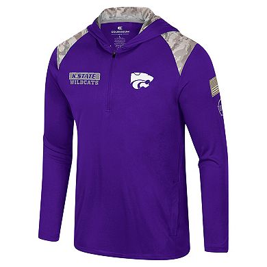 Men's Colosseum Purple Kansas State Wildcats OHT Military Appreciation Quarter-Zip Hoodie Jacket