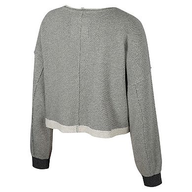 Women's Colosseum Charcoal Miami Hurricanes Magnum Scoop Neck Cropped Pullover Sweatshirt