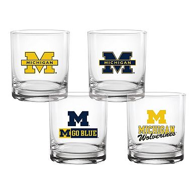 Michigan Wolverines 4-Pack Collector's 14oz. Rocks Glass Set