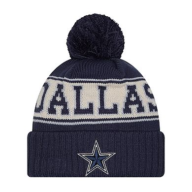 Youth New Era Navy Dallas Cowboys Retro Cuffed Knit Hat with Pom