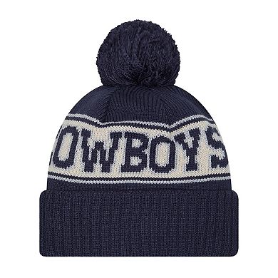 Youth New Era Navy Dallas Cowboys Retro Cuffed Knit Hat with Pom