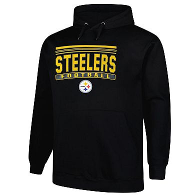 Men's Fanatics Black Pittsburgh Steelers Big & Tall Pop Pullover Hoodie