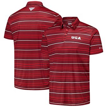 Men's Columbia Red Georgia Bulldogs PFG Super Terminal Tackle�� Omni-Shade�� Stripe Polo