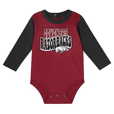 Infant Black Arkansas Razorbacks Double Up Long Sleeve Bodysuit & Pant Set