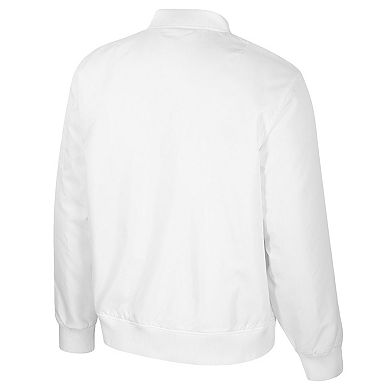 Men's Colosseum Wisconsin Badgers White Rabbit Full-Zip Bomber Jacket