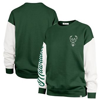 Women's '47 Hunter Green Milwaukee Bucks Rise Andie Oversized Pullover Sweatshirt