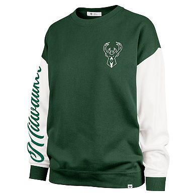 Women's '47 Hunter Green Milwaukee Bucks Rise Andie Oversized Pullover Sweatshirt