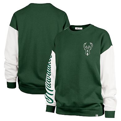 Women's '47 Hunter Green Milwaukee Bucks Rise Andie Oversized Pullover Sweatshirt