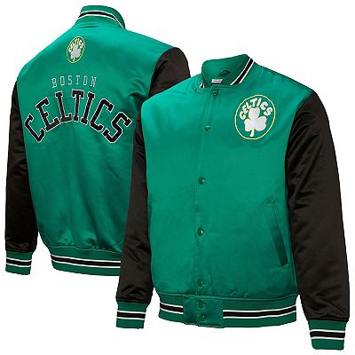 Men s Mitchell Ness Kelly Green Boston Celtics Hardwood Classic Primetime Full Snap Satin Jacket