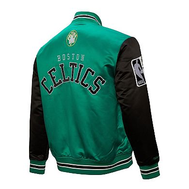 Men's Mitchell & Ness Kelly Green Boston Celtics Hardwood Classic Primetime Full-Snap Satin Jacket